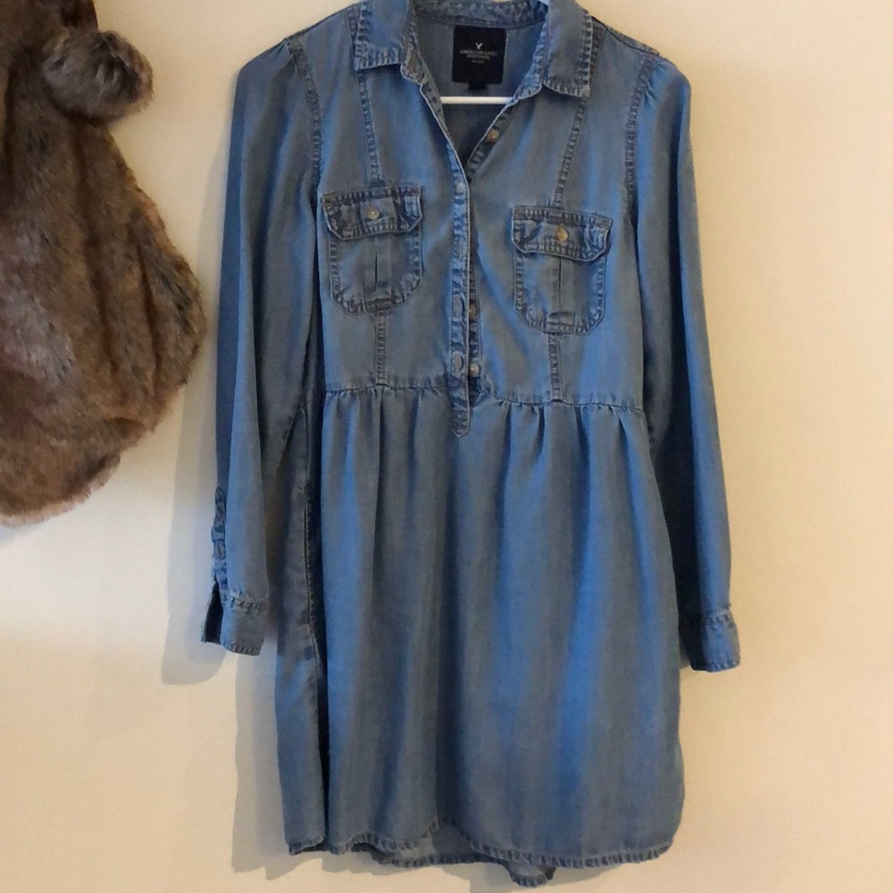 Denim long sleeved dress